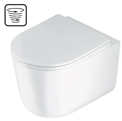 Produktbild von Wand WC Weiß D-Form Tiefspüler mit Wirbelspülung und Softclose Sitz