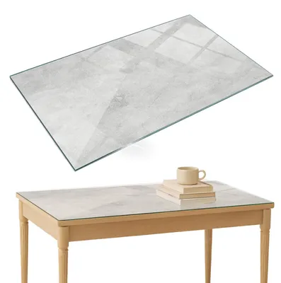 Produktbild von Glasplatte Tisch – Esstischplatte Glas – Tischplatte Glas – Glasarbeitsplatte Tisch – Glasplatte Esstisch – Pflegeleicht – Witterungsbeständig – 120x80 cm – Betonstruktur mit Kratzern