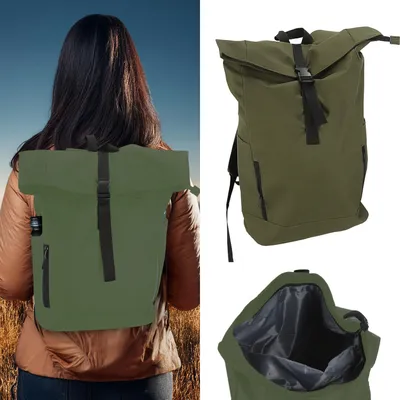 Produktbild von Falt Rucksack Urban 30l oliv 40x57x15cm 600D Polyester Reißverschlusstaschen Eingriffstaschen wasserabweisend Rolltop