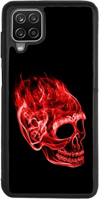 Produktbild von TPU Silikon Hülle für Samsung Galaxy A12 Handy Cover Case Schutzhülle Handyhülle Bumper MOTIV 36 Schädel Rot