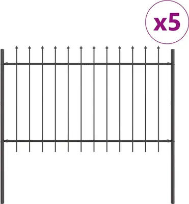 Immagine prodotto di vidaXL Recinzione da giardino 5 pezzi Grigio 8,5 x 0,8 m Acciaio verniciato a polvere