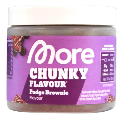 Produktbild von More Chunky Flavour Fudge Brownie Flavouring Powder, 4er Pack (4 x 90g Dose)