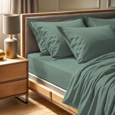 Productafbeelding van L'Essentiel Linge de Maison, Tonne Mixte - Lola, spreihoes voor boxspringbed (Franse maat) (Italiaans) (Spaans) (Duits), 100% katoen, groen, 180 x 200 + 30 cm