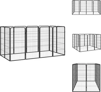 Obrázek produktu pro vidaXL 12dílná ohrádka pro psy černá 50x100cm ocelová prášková barva - Psí boudy a výběhy