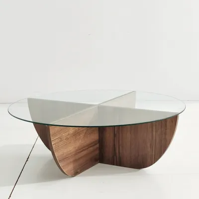 Produktbild von Skye Decor, Lily - Walnut, Couchtische, Nussbaum, Glas, 90 x 30 x 90 cm