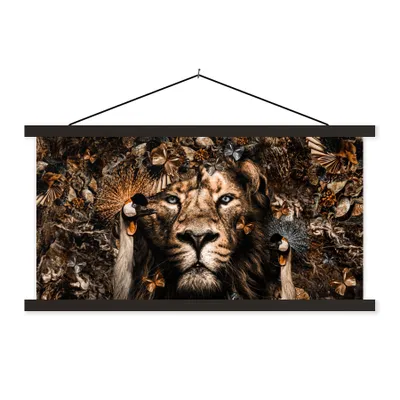 Produktbild von MuchoWow® Textilposter Tiere - Schmetterling - Löwe 120x60 cm mit schwarzem Rahmen - Dekoration Schlafzimmer