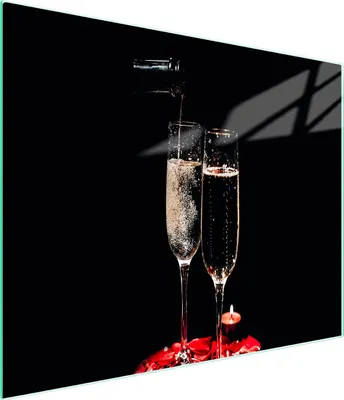 Produktbild von Glasschneidebrett 52x30 cm aus gehärtetem Glas, Wein-Motiv, hitzebeständig & hygienisch