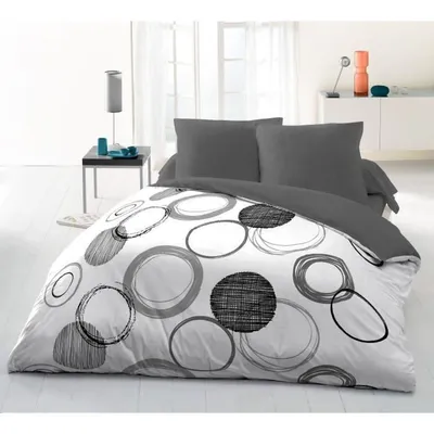 Image de Parure de lit - 1 housse de couette 220 x 240 cm + 2 taies d'oreiller 63 x 63 cm - Gris clair