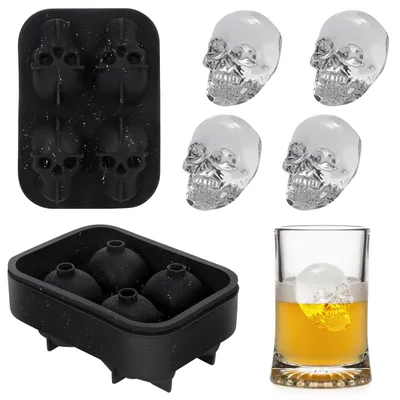 Productafbeelding van IJsblokjesvorm - schedeldesign van siliconen - baraccessoire voor whisky en cocktails