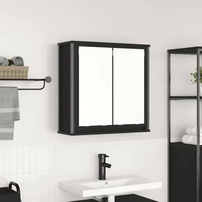 Obrázok produktu pre vidaXL Kúpeľňová nástenná skrinka so zrkadlom čierny dubový vzhľad 60x21x60 cm