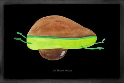 Produktbild von Mr. & Mrs. Panda Türmatte Avocado Yoga 50 x 75 cm - Schwarz - Geschenk, Humor, Bauch, Schmutzfangmatte, Bodenvorleger, Gummimatte, Schmutzmatte, Hilfe, Türvorleger, Sport