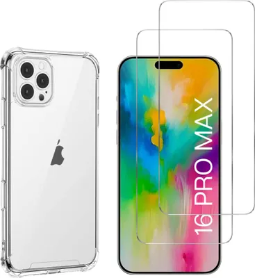 Immagine prodotto di Custodia antiurto per iPhone 16 PRO MAX con 2 protezioni in vetro temperato per lo schermo Phonillico