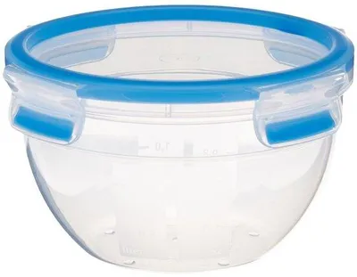 Image de Boîte hermétique de 1,1 litre, transparente et bleue, sans BPA