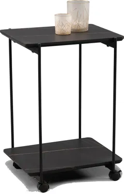 Produktbild von Beistelltisch Passo 1, 45x37x65 cm, MDF Marmoroptik und Metall schwarz