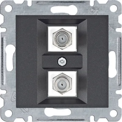 Produktbild von HAGER lumina Doppelt-f-Anschluss schwarz WL3263