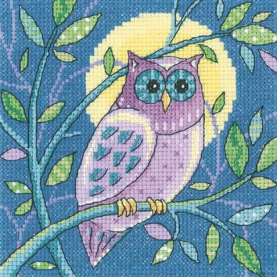 Imagen del producto de Kit de bordado de punto de cruz "Búho", tela con esquema, código wcow1380-e, 12,5x12,5 cm