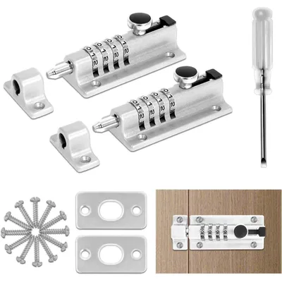 Productafbeelding van Twee cijfersloten voor deuren, 120 mm, zilver, geschikt voor schuren, tuinen en garages