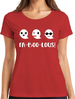 Produktbild von FA-BOO-LOUS! Geister Halloween Niedlich Süß Lustig Kinder Cartoon Damen T-Shirt, Rot, M