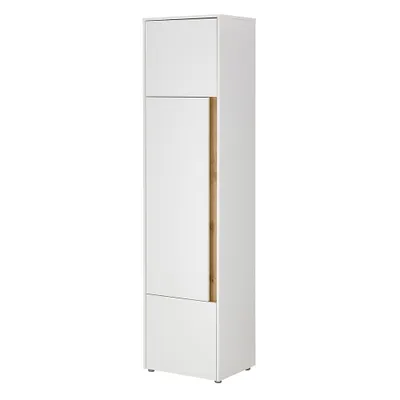 Produktbild von Stauraumschrank 200cm hoch, weiß mit Eiche, CRISP-61