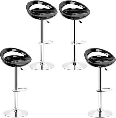 Image de Ensemble de 2 tabourets de bar, en plastique ABS, réglables en hauteur et pivotants à 360° (couleur noire, ensemble de 4)