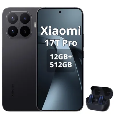 Immagine prodotto di Smartphone Xiaomi 17T Pro 5G, 512GB di memoria, 12GB di RAM, display 6.83", batteria 7000mAh, colore nero (con cuffie Bluetooth)