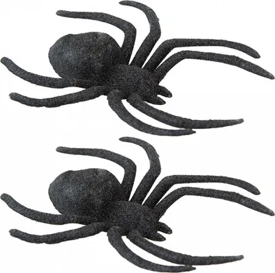 Produktbild von Schwarze Glitzer Spinnen für Halloween im 2er Set 14cm