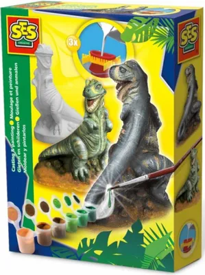 Produktbild von SES Creative 01283 Gips Gießen T-Rex, Dinosaurier Bastelset für Kinder, Guss-/Mal-Set für Kinder, 5 Jahr(e), Mehrfarbig, 13 Stück(e)