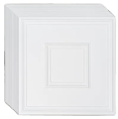 Produktbild von VEVOR Deckenplatten, 12er-Pack 24 x 24 Zoll, Abgehängte Deckenplatten aus hochwertigem PVC, Einfache Installation/Schnitt Kunststoff-Klebe-Deckenplatte, Deckenverkleidung für Wohn-/Bürodeko, Weiß Geometrisch, Gittermuster, 12 Stück