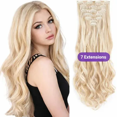 Produktbild von SassyGoods Haarverlängerungen Clip In - Haarteil - Falsches Haar - Falsches Haar - Professionelle Haarverlängerung - Blond gewellt
