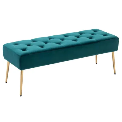 Produktbild von Sitzbank Samt Kunstleder Polsterbank Schminkhocker Schminkbank Farbauswahl, Farbe: Grün, Material:Samt