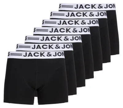 Produktbild von JACK&JONES Herren Boxershorts, 7er Pack - JACKSENSE TRUNKS, Baumwoll-Stretch, Logo, einfarbig Schwarz M