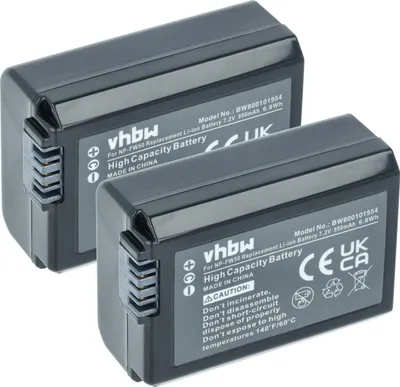 Produktbild von vhbw 2x Akku Ersatz für Sony NP-FW50 für Kamera (950 mAh, 7,2 V, Li-Ion), Infochip