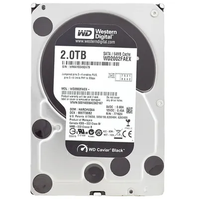 Immagine prodotto di Disco rigido WD Black da 3,5" - 2 TB di capacità di archiviazione - interno - SATA - 7200 rpm - 64 MB di buffer - hot-swap