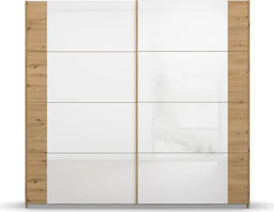 Produktbild von Schwebetürenschrank Artemis | mit Glastüren | Eiche Artisan / weiß
