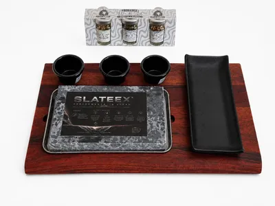 Produktbild von Marie Fleur Speckstein Steakbrett 20x10x3 cm – Heißer Stein Set für Steak mit Flor de Sal