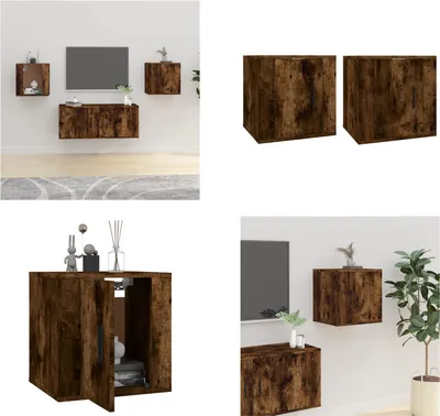 Produktbild von vidaXL TV Wandschränke 2 Stk. Räuchereiche 40x34,5x40 cm - TV-Wandschrank - TV-Wandschränke - TV-Schrank - TV-Konsole