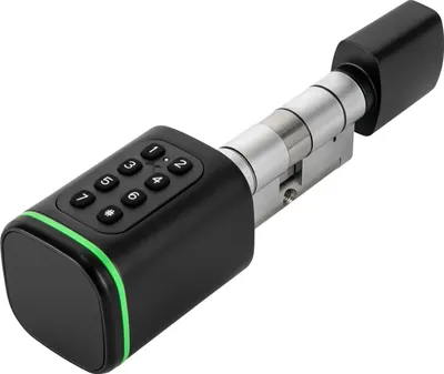Produktbild von Smarter Türzylinder - Schließzylinder 60 mm - App, PIN, Karte, Schlüssel - 100 Codes/100 Karten - IP5X - Für 35–45 mm Türstärke - Schwarz
