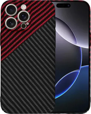 Produktbild von Techsuit Carbonite FiberShell Back Cover Hülle für Apple iPhone 16 Pro Max - Rot/Schwarz