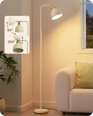 Produktbild von EDISHINE Stehlampe Industriell, Verstellbarer Kopf, Inkl. LED, Cremeweiß mit Metall-Lampenschirm, E27-Fassung, 2700 K Warmweiß, Leselampe