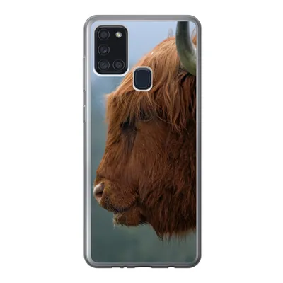 Produktbild von MuchoWow® Handyhülle Schutzhülle Hülle für Samsung Galaxy A21s Schottische Highlander - Tiere - Nebel Silikon Softcase Handy Hülle - Hartschale