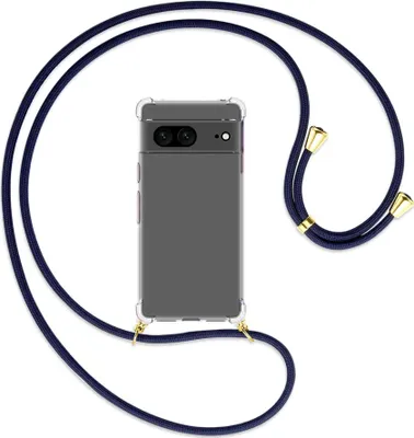Produktbild von Handykette Backcover-Schutzhülle mit Band (Metall goldfarben) für Google Pixel 7 - dunkelblau