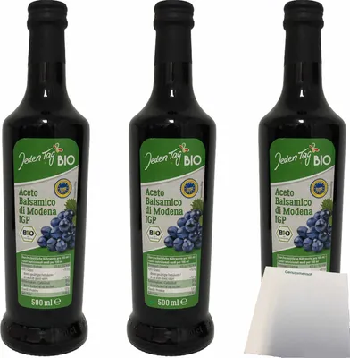 Produktbild von Jeden Tag Aceto Balsamico di Modena IGP Essig dunkel 3er Pack (3x500ml) + usy Block
