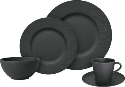 Produktbild von Villeroy & Boch Kombiservice Manufacture Rock  schwarz Frühstücks-Set