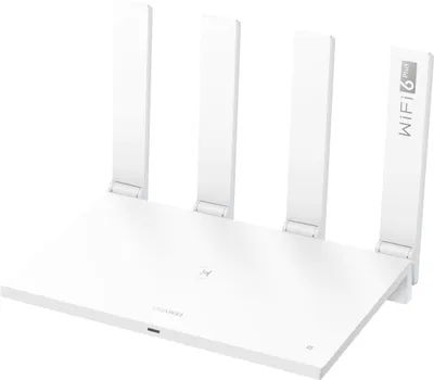 Produktbild von HUAWEI WLAN-Router WiFi AX3, Weiß, 225x159.2x39.7 mm, Dual Band (2.4/5 GHz), 2976 Mbit/s, 1.4 GHz Quad-Core, 802.11ax (Wi-Fi 6), MU-MIMO, OFDMA, 4 externe Antennen, Gigabit Ethernet, Huawei HomeSec, WPS