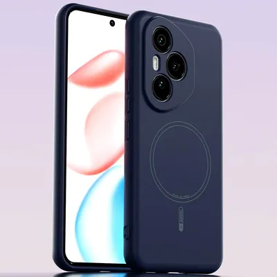 Produktbild von Magnetische Handyhülle für Honor 400 Pro, MagSafe kompatible, Flüssig Silikon Stoßfest Kratzfest Hülle Dunkelblau