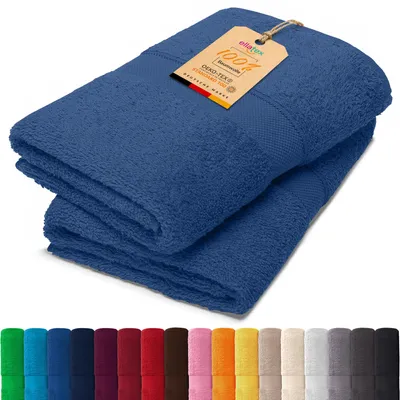 Produktbild von Duschtücher EllaTex PARIS 2er Set Duschtücher 70x140 cm – 100% Baumwolle, 500 g/m² Frottier, in Farbe: Königsblau
