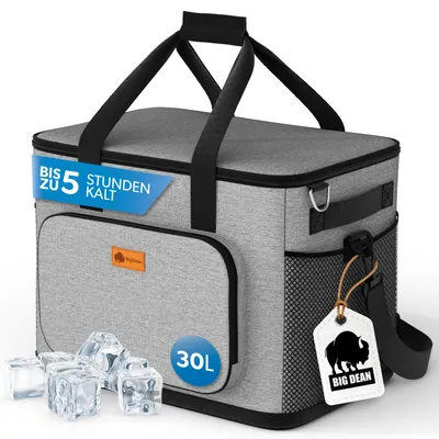 Produktbild von BigDean 30L Kühltasche auslaufsicher & wasserdicht – Picknicktasche für Essen & Getränke – bis zu 5h Kühldauer
