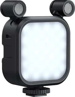 Zdjęcie produktu dla Wielofunkcyjna lampa LED do oświetlenia uzupełniającego, kieszonkowa lampa fotograficzna z dwoma mikrofonami, duża pojemność akumulatora, 2500 K–9000 K, regulacja jasności, zasięg transmisji 2 m, złącze typu C, zasilanie z 3 uchwytami typu cold shoe, obsługuje systemy iOS/Android dla telefonów/tabletów/aparatów/lustrzanek cyfrowych