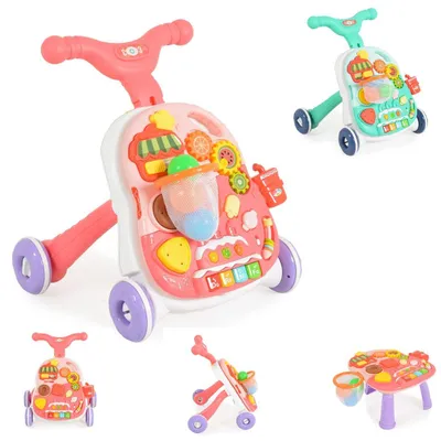 Produktbild von Moni Lauflernwagen 2 in 1 Korb, Musikfunktion, Spieltisch, Bälle, Spielcenter rosa