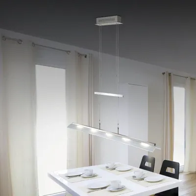Immagine prodotto di Lampada a sospensione a LED, acciaio, vetro satinato, dimmerabile, L 110 cm